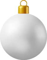 3D White Christmas Ball with Golden Clamp png