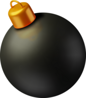 3d schwarz Weihnachten Ball mit golden Klemme png