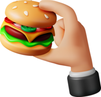 3d lecker Burger im Hände png