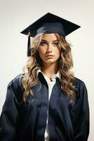 AI generated Pretty Woman Celebrating Her Graduation Created With Generative AI Technology photo