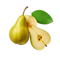 AI generated A Slice of Pear with a Fresh Leaf on transparent background Created With Generative AI Technology png