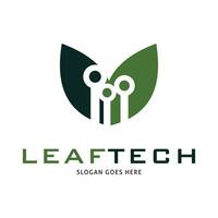 Leaf Technology Circuit Icon Vector Logo Template Illustration Design