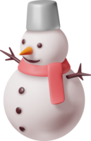 3D White Snowman in Bucket Hat and Scarf png