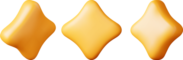 3D Glossy Yellow Star in Different Angles png