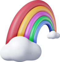 3d desenho animado arco Iris dentro nuvem png