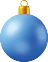 3d azul Natal bola com dourado braçadeira png