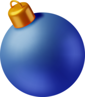 3d blauw Kerstmis bal met gouden klem png