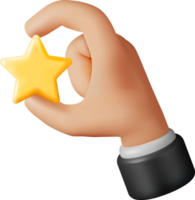 3D Glossy Yellow Star Rating in Hand png