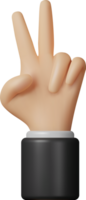 3D Hand Showing Two Fingers png