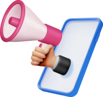 3D Megaphone in Smartphone png