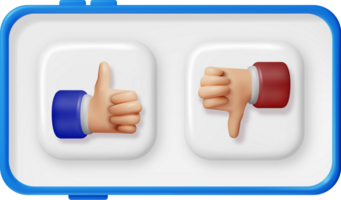 3D Thumbs Up and Thumbs Down Gestures in Phone png