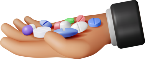 3D Classic Capsule Pill and Tablet in Hand png