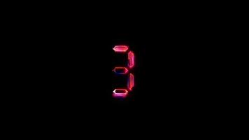 Numbe Three glow pink neon abstract lightning glitch text video