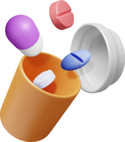 3D Plastic Bottle Full of Pills png