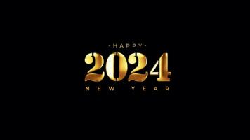 2024 Happy New Year golden text cyber punk video