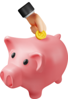 3D Piggy Bank with Coins png