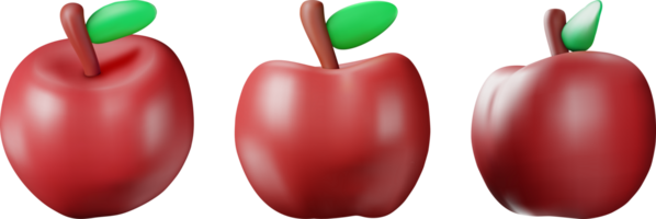 3d Red Apple Fruit from Different Angles png