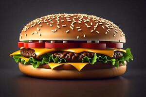 AI generated a hamburger is shown on a black background photo