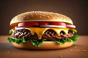 AI generated a hamburger with cheese and lettuce on it photo