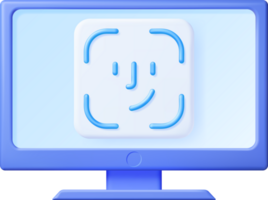 3D Face Recognition Icon on Computer png