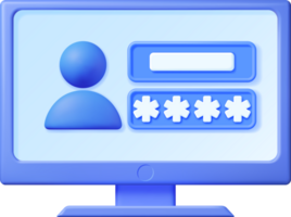 3D User Login Form Page in Computer. png