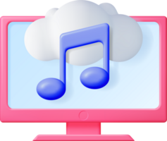 3D Music Cloud Note in Computer. png