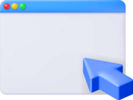 3d browser venster met muis cursor png