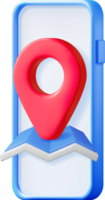 3d ubicación mapa alfiler en teléfono inteligente png