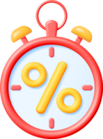 3D Alarm Clock with Percentage Sign png