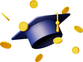 3d graduación gorra y efectivo dinero png