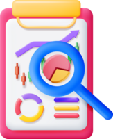 3D Pie Diagram in Clipboard with Magnifying Glass png