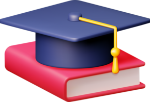 3D Graduation Cap and Book png