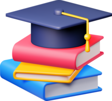 3D Graduation Cap and Book png