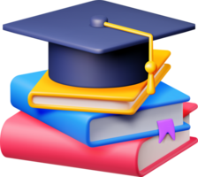 3D Graduation Cap and Book png