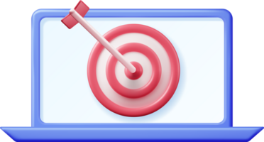 3D Target with Arrow in Center on Computer Screen png