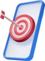 3D Target with Arrow in Center on Smartphone png