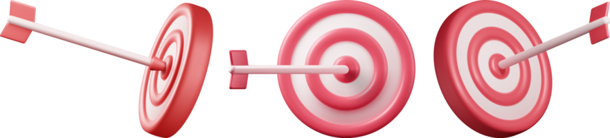 3D Set of Target with Arrow in Center Icons png