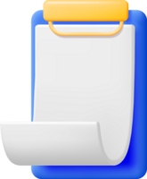 3D Clipboard with Empty Paper Sheet png