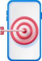3D Target with Arrow in Center on Smartphone png