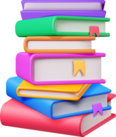 3D Stack of Closed Books png