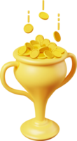 3d d'oro campione trofeo con oro monete. png