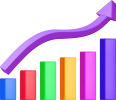 3D Growth Stock Diagram with Arrow png