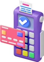 3D Payment Terminal with Card and Receipt png