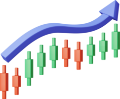 3d crecimiento valores diagrama con flecha png