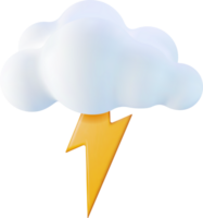 3D Cloud with Lightning Icon png