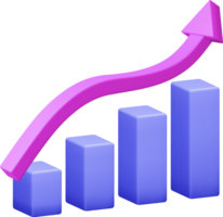 3D Growth Stock Diagram with Arrow png