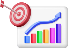 3d crecimiento valores diagrama con flecha y objetivo png