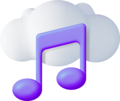 3d música Nota dentro nuvem. render transmissão música png