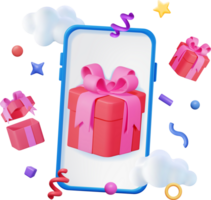 3D Gift Box in Smartphone png