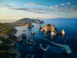 ai generado capri isla línea costera Italia - aéreo ver foto